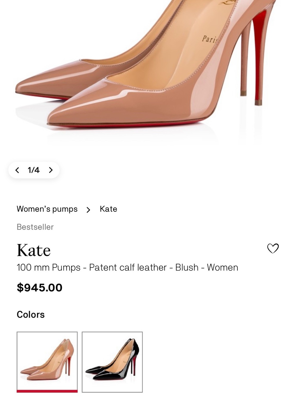Christian Louboutin Nude Patent Pointed-Toe Pumps with Red Soles